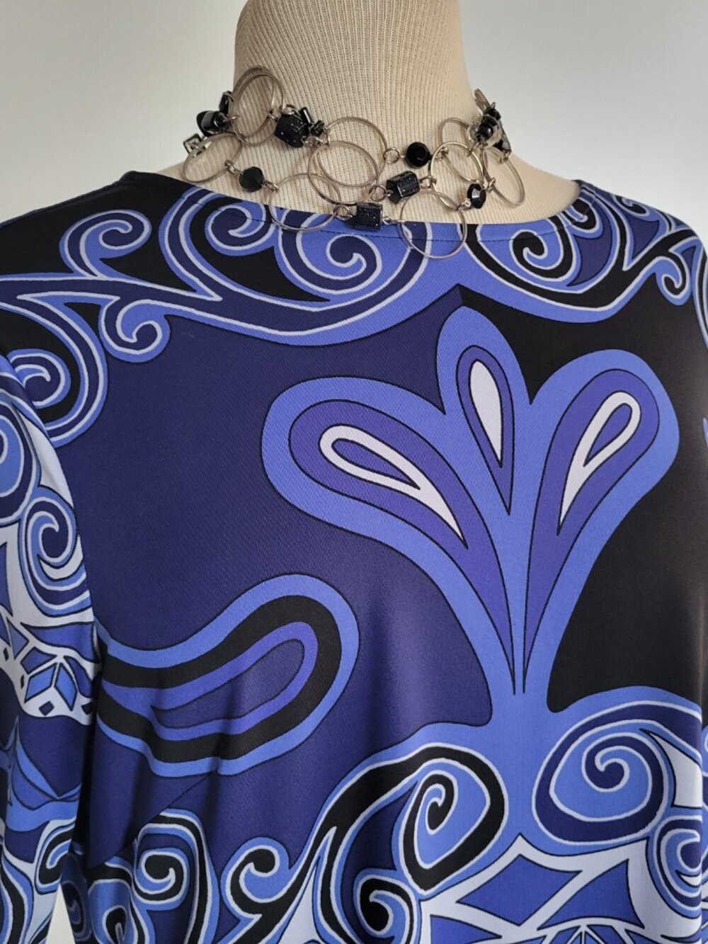 INC International Concepts Long-Sleeve Paisley Blues Geometric Dress (Size: M) - Picture 5 of 14